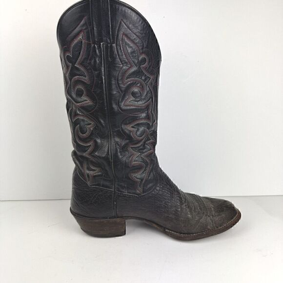 Vintage Amazonas Black Almond Toe Western Cowboy Boots, Sz. Mens 9, Womens 10.5 - Picture 1 of 15